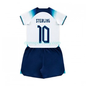 Koszulka Anglia Sterling 10 Dziecięcy Domowe Koszulki Piłkarskie World Cup 2022 Krótki Rękaw